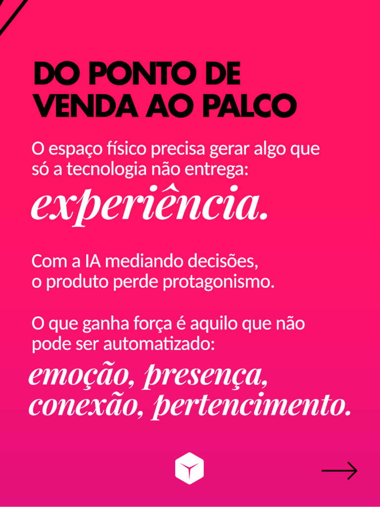 O espaço físico precisa gerar algo que a tecnologia não entrega: experiência.